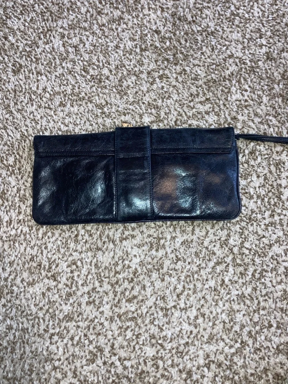 Classic Black Leather Wrist Card & Key Holder with Buckle